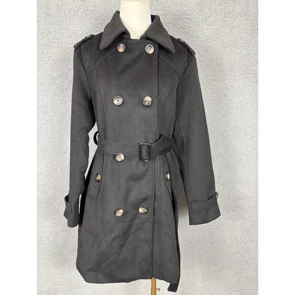 Wantdo Women's Double Breasted Belted Trench Coat Medium Black NWT's - Picture 1 of 8